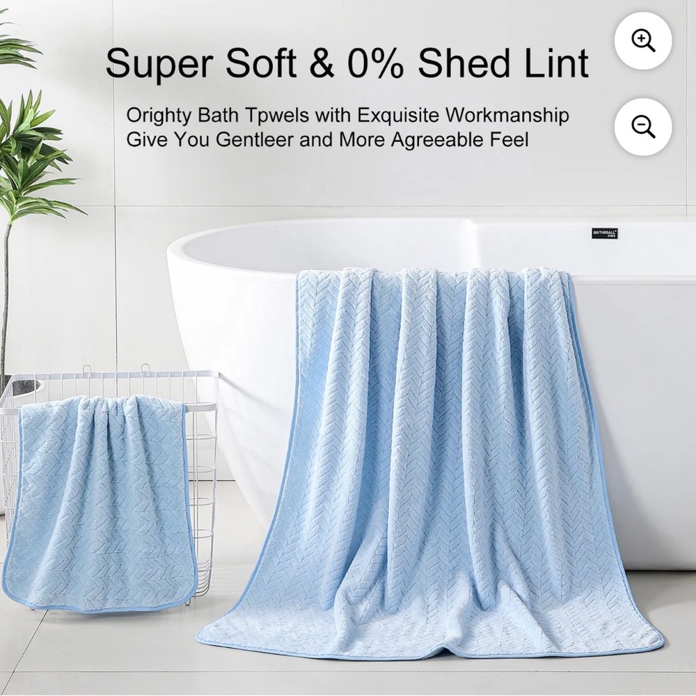 8 Piece Bath Towel Set | 2 Large Bath Towels Sheet, 2 Hand Towels & 4 Washcloths - Picture 6 of 10